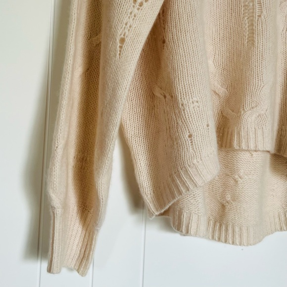 SOLD NWT $400! LUXE 360Cashmere Ivory Sweater Sz L - Picture 5 of 8